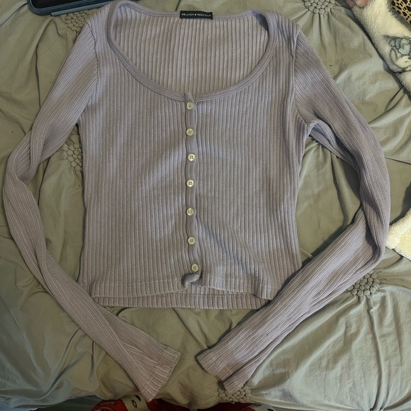 Brandy Melville Light Purple Ribbed Button-Down Shirt - Picture 1 of 1